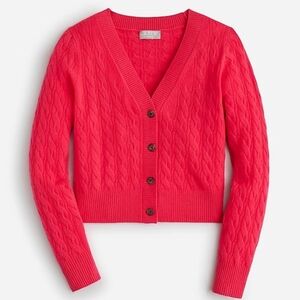 NWOT J. Crew Cashmere Shrunken Cable Knit V Neck XXS